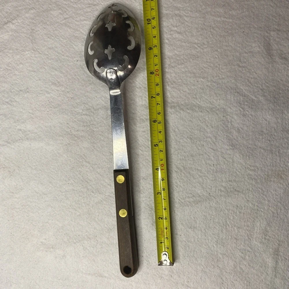 Lot Of Vintage Utica Slotted Spoon, Ladle And Spatula Wooden Handles Please Read